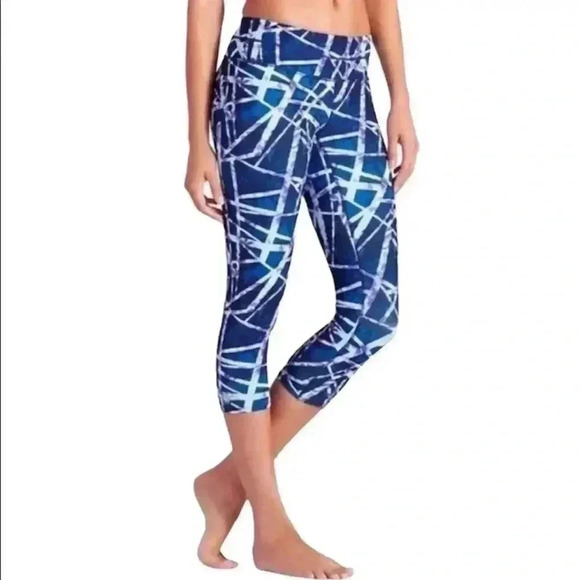 Athleta Pants - Athleta Floral Geometric Sonar Capri Blue Purple Leggings Womens Size XS
